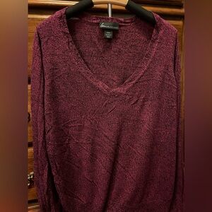Lane Bryant Maroon V-Neck Sweater
